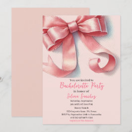 Pink Bow Coquette Wasserfarbe Junggeselinnen-Absch Einladung