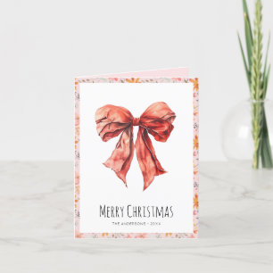 Pink Bow Coquette Weihnachts-Foto Feiertagskarte
