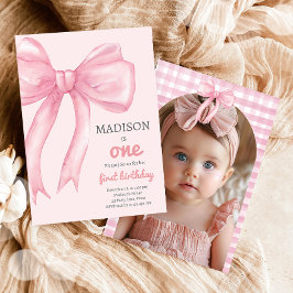Pink Bow Coquette wird ein Mädchen erster Geburtst Einladung