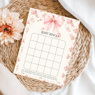 Pink Bow Cottage Florales Baby Bingo Shower Spiel Poster