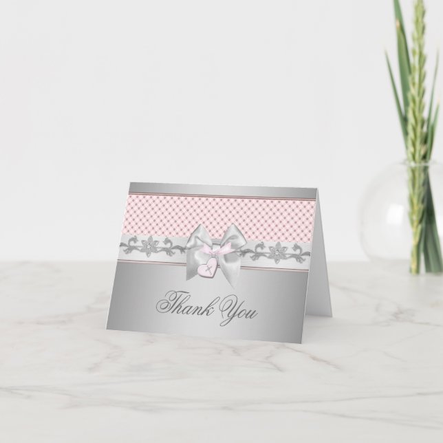 Pink Bow Cross Vielen Dank Dankeskarte (Vorderseite)