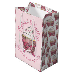 Pink Bow Cupcake Liebe Cake Wedding Programm Mittlere Geschenktüte