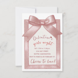 Pink Bow Custom Galentine's Party Invitation RSVP Karte