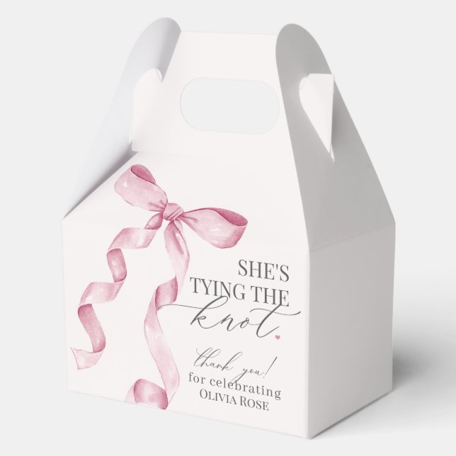 Pink Bow, der das Geschenk des Brautparty des Knot Geschenkschachtel (Vorderseite)