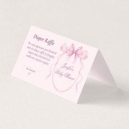 Pink Bow Diaper Raffle Card for Baby Shower