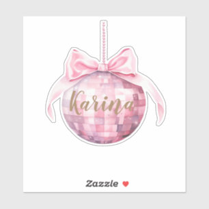 Pink Bow Discoball Custom Aufkleber