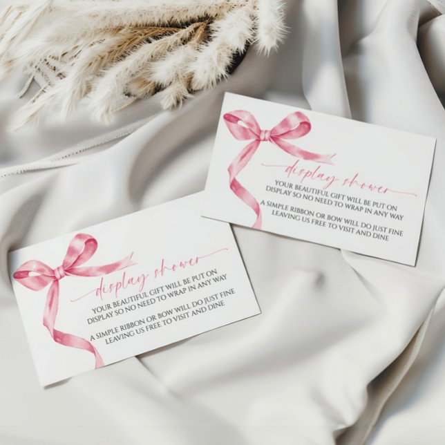 Pink Bow Display Babyduschenkarte Begleitkarte (Von Creator hochgeladen)