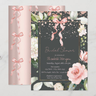 Pink Bow Dots Rose Rose Gold Brautparty Einladung