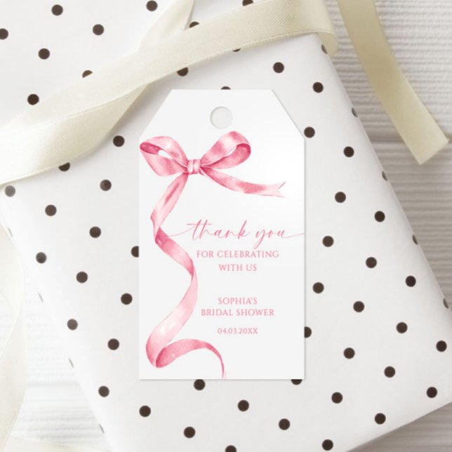 Pink Bow Dusche Gefallen Tag Geschenkanhänger (Von Creator hochgeladen)