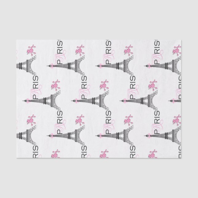 Pink Bow Eiffel Tower Paris Frankreich Poodle Chic Seidenpapier (Vorderseite)