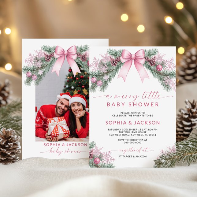 Pink Bow eine fröhliche kleine Babydusche Einladun Einladung (Von Creator hochgeladen)