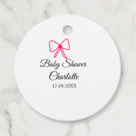 PINK BOW EINFACHE BABY DUSCHE HINZUFÜGEN NAME DATU GESCHENKANHÄNGER