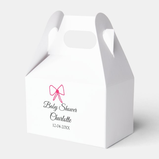 PINK BOW EINFACHE BABY DUSCHE HINZUFÜGEN NAME DATU GESCHENKSCHACHTEL (Vorderseite)