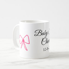 PINK BOW EINFACHE BABY DUSCHE HINZUFÜGEN NAME DATU KAFFEETASSE