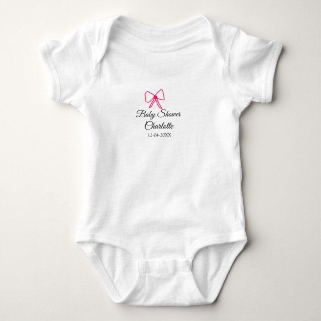 PINK BOW EINFACHE BABY DUSCHE HINZUFÜGEN NAME DATU STRAMPLER (Vorderseite)