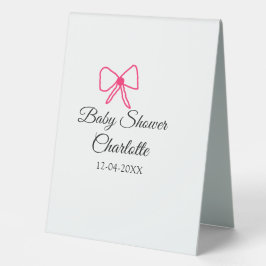 PINK BOW EINFACHE BABY DUSCHE HINZUFÜGEN NAME DATU TISCHAUFSTELLER 
