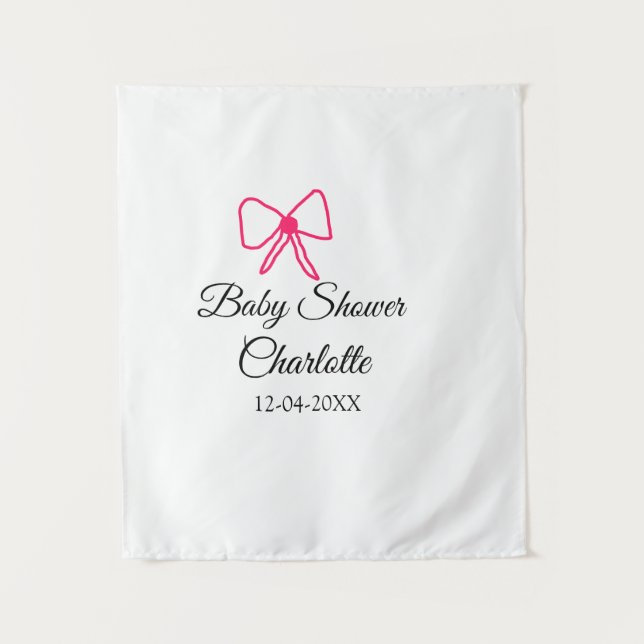 PINK BOW EINFACHE BABY DUSCHE HINZUFÜGEN NAME DATU WANDTEPPICH (Vorderseite)