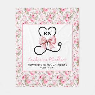 Pink Bow Eingetragener Nurse-Abschluss Fleecedecke
