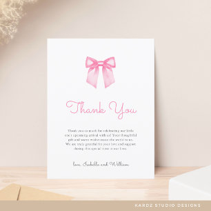 Pink Bow Elegant Baby Dusche Vielen Dank Postkarte
