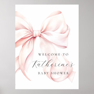 Pink Bow Elegant Baby Dusche Willkommenspender Poster