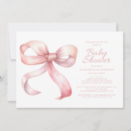 Pink Bow Elegant Baby Girl Dusche Coquette Blush Einladung