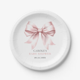 Pink Bow Elegant Blush Baby Girl Baby Dusche Pappteller