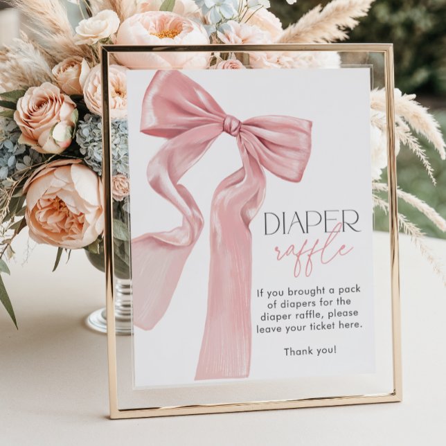 Pink Bow Elegante Coquette Diaper Raffle Poster (Von Creator hochgeladen)