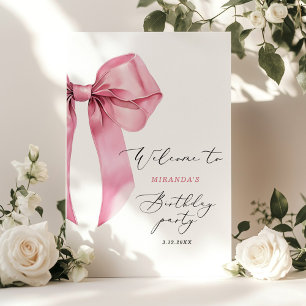 Pink Bow Elegante Girls Willkommen Poster