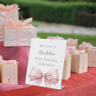 Pink bow Elegantes Geburtstagsgeschenk Sockelschild