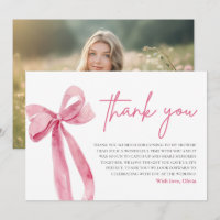 Pink Bow Elle noue le noeud Carte de remerciements