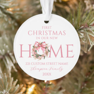Pink Bow erste Weihnachten in unserem neuen Zuhaus Ornament