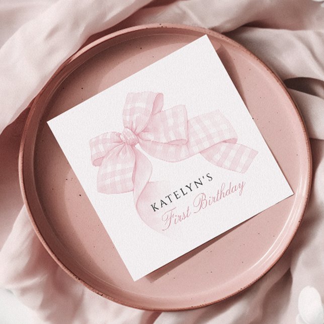 Pink Bow Erster Geburtstag Serviette (Von Creator hochgeladen)