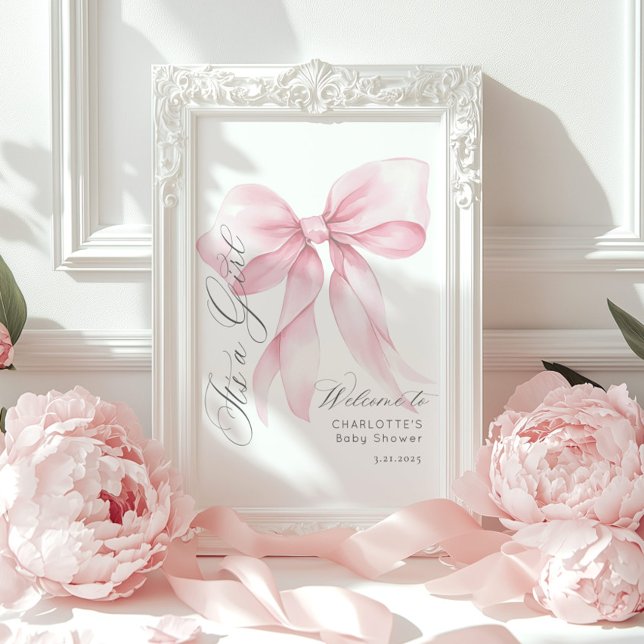 Pink Bow Es ist eine Mädchen-Dusche Begrüßung Poster (Von Creator hochgeladen)