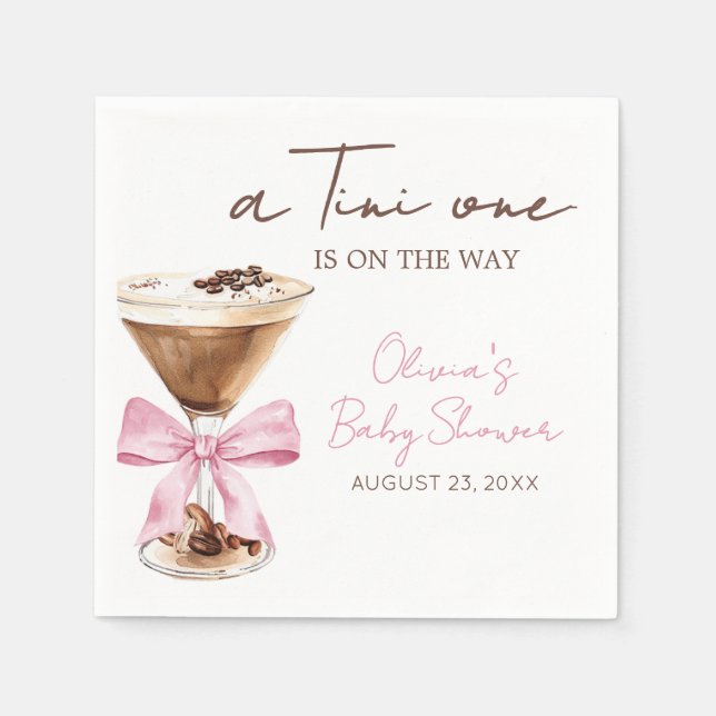 Pink Bow Espresso Martini Baby-Shower Serviette (Vorderseite)