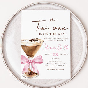 Pink Bow Espresso Martini Babydusche Einladung