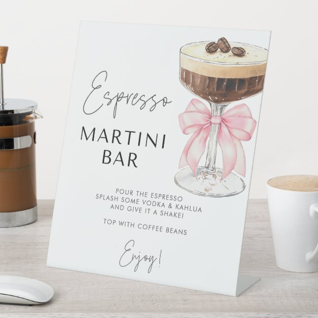 Pink Bow Espresso Martini Bar Sign Sockelschild (In Situ)