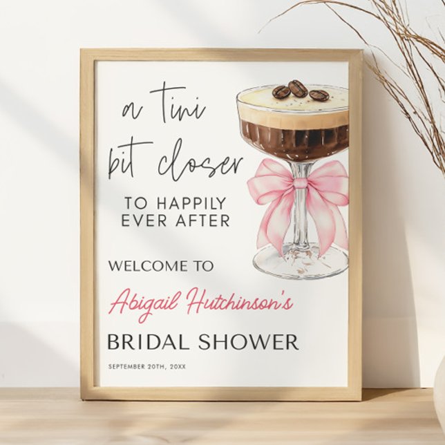 Pink Bow Espresso Martini Brautparty - 16x20 Poster (Pink Bow Espresso Martini Bridal Shower - 16x20 Poster)