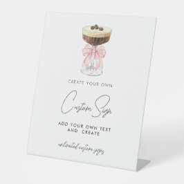 Pink Bow Espresso Martini Custom Sockelschild