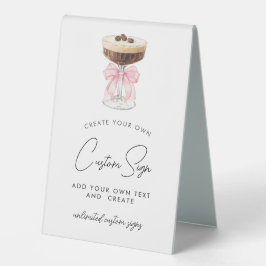 Pink Bow Espresso Martini Custom Tischaufsteller