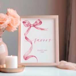 Pink Bow Favor Sign Poster