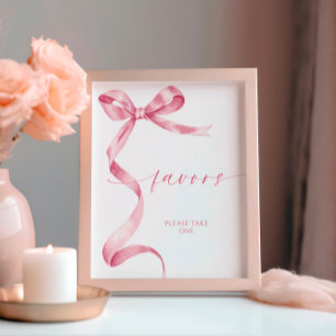 Pink Bow Favor Sign Poster