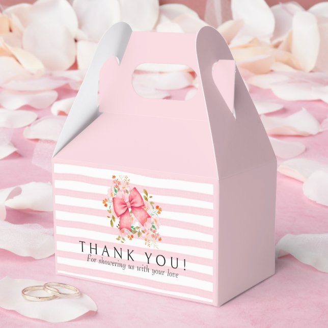 Pink Bow Floral Aquarell Babydusche Geschenkschachtel (Hochzeit)