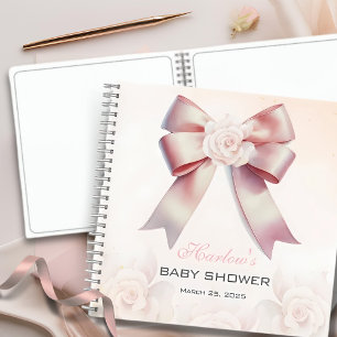 Pink Bow Floral Baby Showbook Notizbuch