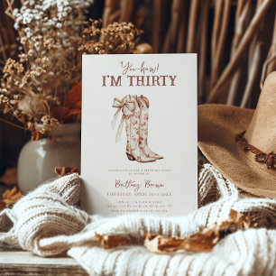 Pink Bow Floral Cowboy Boots Western 30. Geburtsta Einladung