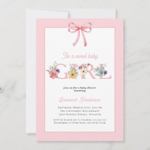 Pink Bow Floral Es ist eine Girl Baby Dusche Einladung
