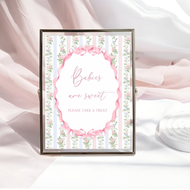 Pink Bow Floral Girl Babydusche Babys sind süß Poster (Von Creator hochgeladen)