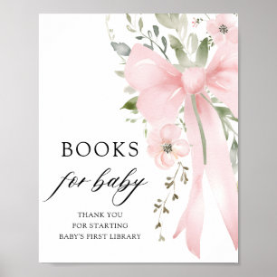 Pink Bow Floral Girl Babydusche Bücher für Baby Poster