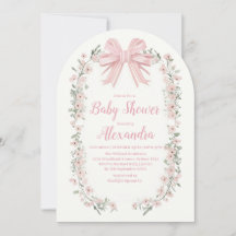 Pink Bow Floral Girl Babydusche