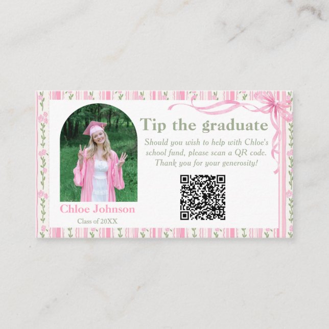 Pink Bow Floral Graduation Begleitkarte (Vorderseite)