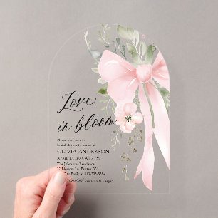 Pink Bow Floral Liebe im Bloom Arch Brautparty Acryleinladungen
